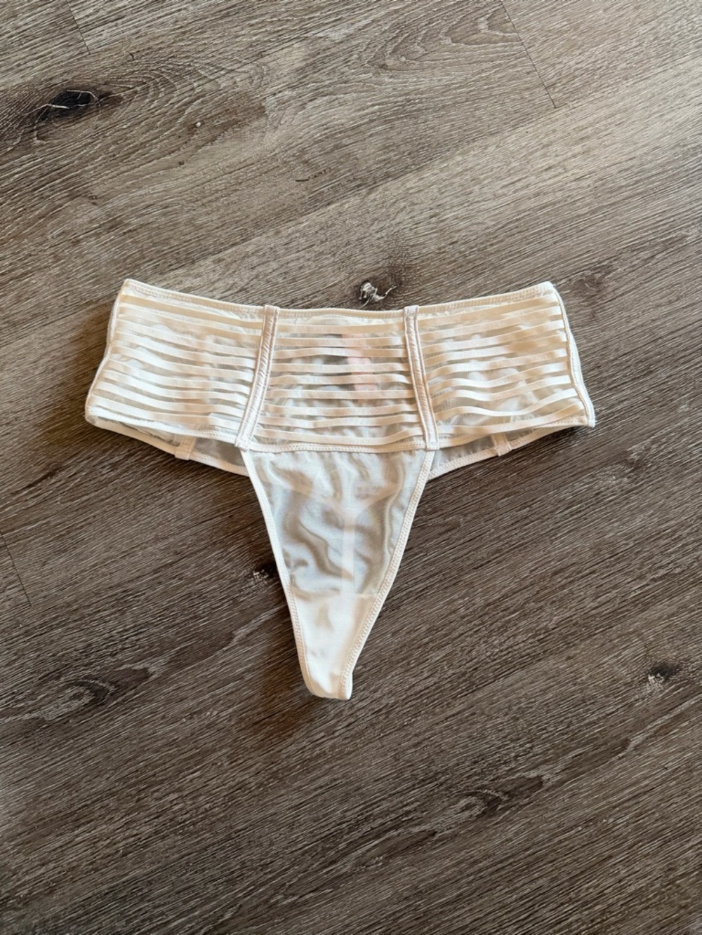 Victoria's Secret White Girls' Mesh Stripe Thong Bottoms